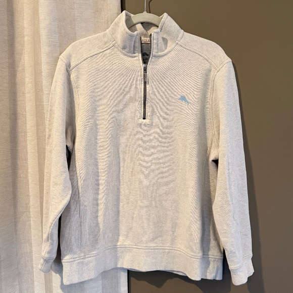 Tommy Bahama Men's Sweater Oatmeal Relax Pullover 1/4 Zip, Size Small - Picture 1 of 13